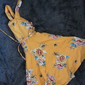Yellow Butterfly& Flower Dress